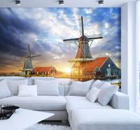 Landschap met windmolens fotobehang behang