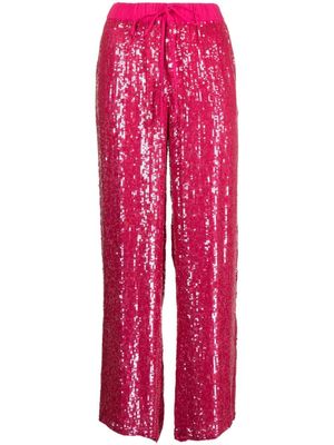 P.A.R.O.S.H. pantalon droit à ornements en sequins - Rose