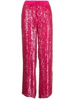 P.A.R.O.S.H. pantalon droit à ornements en sequins - Rose