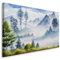 Schilderij - Berglandschap (print op canvas), 4 maten, multi-gekleurd, wanddecoratie