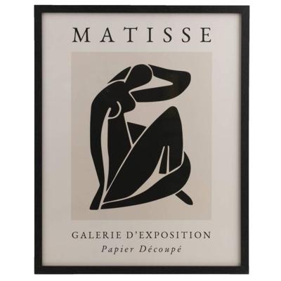 Leen Bakker - Poster Matisse Lady - 40x50 Cm - MDF/Glas - Beige#Wit#Crème#Zwart