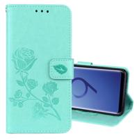 Voor Galaxy S9 Rose reliëf horizontale Flip milieu PU lederen draagtas met houder & kaartsleuven & portemonnee (groen)