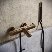 Badkraan SaniClear Antique Stripes | Opbouw | Mengkraan | Incl. Handdouche set | 2-weg | Verouderd messing
