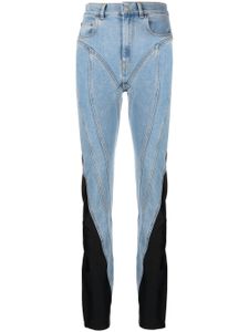 Mugler jean slim à empiècements contrastants - Bleu