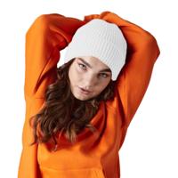 Gebreide Ribbed Beanie wintermuts - wit - volwassenen - Polyacryl