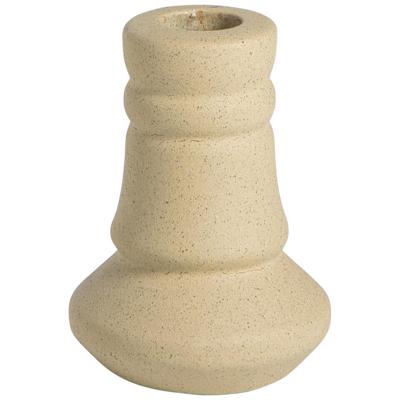 15% korting - Leen Bakker - Kandelaar Malmo Licht Bruin - 10xØ7 Cm - Keramiek - Crème#Bruin
