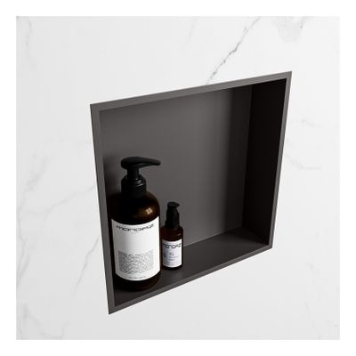 Wandnis Solid Surface Easy | In- en opbouw | 30x30x8 cm | 1 vak | Dark grey