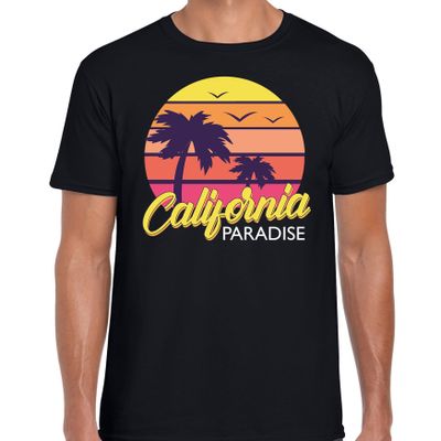 California zomer t-shirt / shirt California paradise zwart voor heren