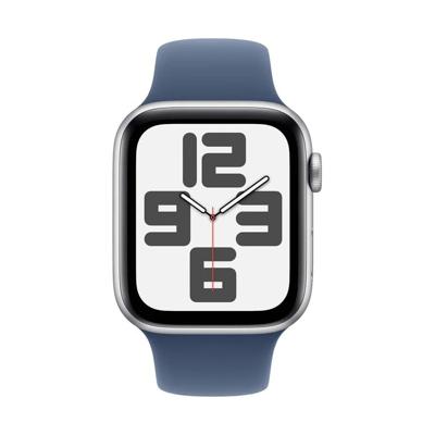 Apple Watch SE GPS + Cellular 44mm Aluminium Case met Denim Sport Band - S/M Smartwatch Zilver