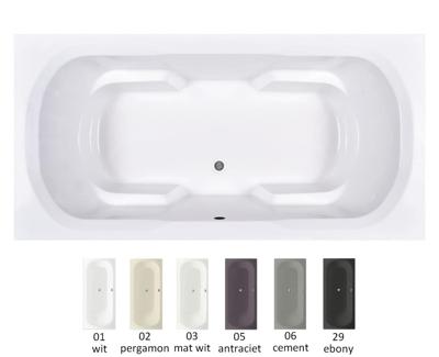 Ligbad Xenz Ibiza | Inbouw | 180x80 cm | Incl.Badafvoer | Acryl | Ebony (zwart mat)