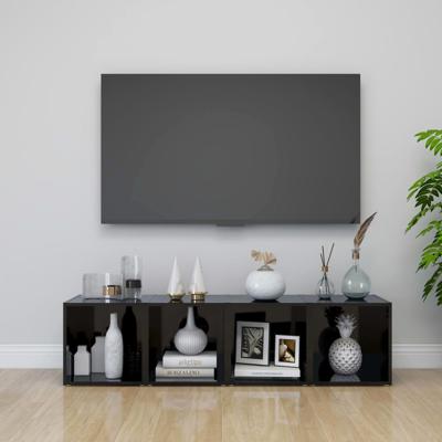 Tv-meubelen 4 st 37x35x37 cm spaanplaat hoogglans zwart