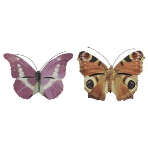 Set van 2x stuks bruin/oranje en roze vlinder insectenhotels 20 cm