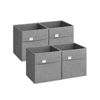 Opbergdozen set van 4 33 x 33 x 33 cm duifgrijs, Duif grijs / 30 x 30 x 30 cm