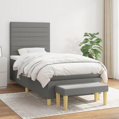Boxspring met matras stof donkergrijs 90x190 cm