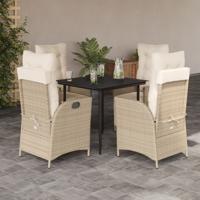 5-delige Tuinset met kussens poly rattan beige