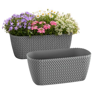 Prosperplast Plantenbak Splofy - 2x - grijs - voor buiten - 30 x 18 x 14 cm - kunststof