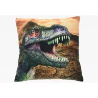 Zacht Sierkussen - dinosaurusprint - T-Rex - 35 x 35 cm - polyester - voor dinofans