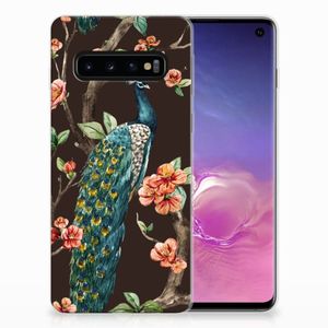 Samsung Galaxy S10 TPU Hoesje Pauw met Bloemen