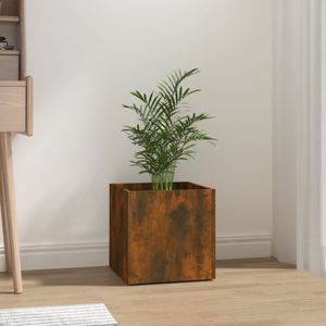 Plantenbak 40x40x40 cm bewerkt hout gerookt eikenkleurig