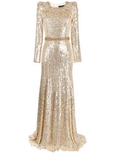 Jenny Packham Georgia sequin-embellished gown - Tons neutres