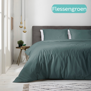 Luna Bedding Luna Uni  Dekbedovertrek Kleur: Flessengroen, 1-persoons  (140 x 220 + 1 kussensloop) Dekbedovertrek