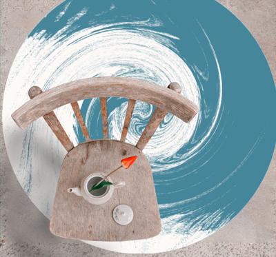 Blauw abstracte golf veeg vinyl tapijt rond