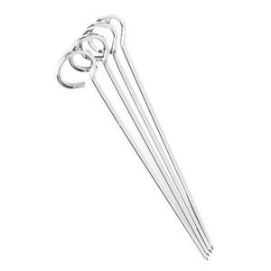 Barbecue spiezen/vleespennen - 32x stuks - metaal - met oog - 24 cm