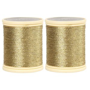 Pakket van 2x stuks rolletjes Goud metallic draad 40 meter