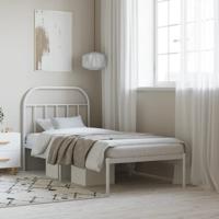 Bedframe met hoofdbord metaal wit 90x190 cm
