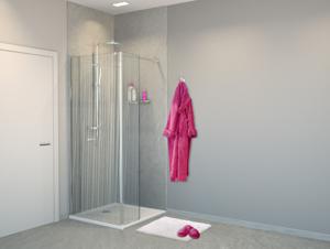 Balmani Modular inloopdouche met vaste zijwand 100 x 200 cm mikado glas glanzend chroom profiel