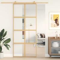 VidaXL Schuifdeur 90x205 cm helder esg-glas en aluminium goudkleurig