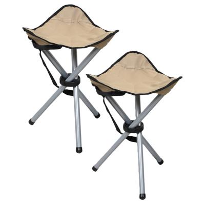 Sunnydays Driepoot zit krukje - 2x - opvouwbaar - beige - metaal - 32 x 43 cm - vissers krukje
