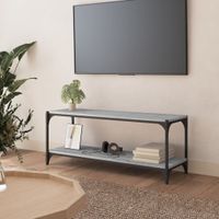 Tv-meubel 100x33x41 cm bewerkt hout en staal grijs sonoma eiken - thumbnail