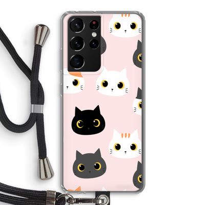 Katten: Samsung Galaxy S21 Ultra Transparant Hoesje met koord