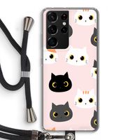 Katten: Samsung Galaxy S21 Ultra Transparant Hoesje met koord