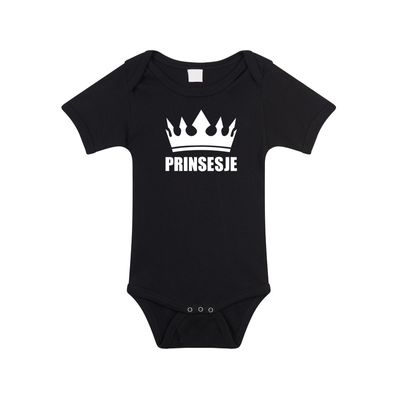 Prinsesje met kroon rompertje zwart baby