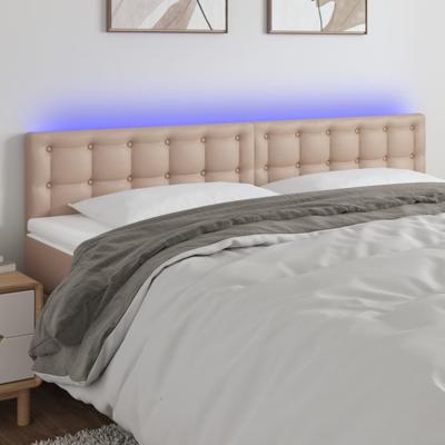 Hoofdbord LED 180x5x78/88 cm kunstleer cappuccinokleurig