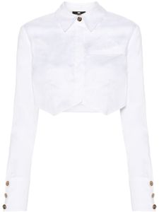 Elisabetta Franchi chemise crop à logo brodé - Blanc