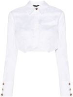 Elisabetta Franchi chemise crop à logo brodé - Blanc - thumbnail