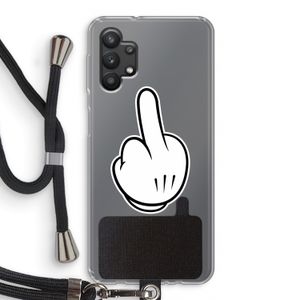 Middle finger white: Samsung Galaxy A32 5G Transparant Hoesje met koord