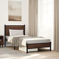 Bedframe zonder matras metaal bruin eikenkleurig 75x190 cm