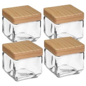 5Five voedsel/spullen voorraadpot - 4x stuks - Glas en houten deksel - 850 ml - luchtdichte sluiting