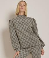 jacquard top met hoge hals