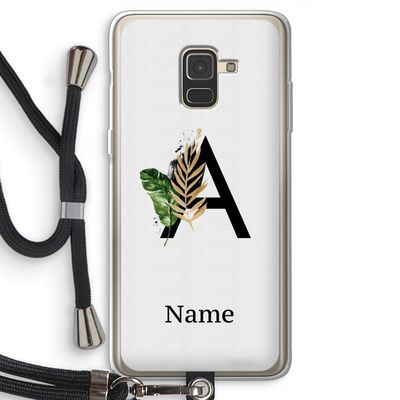 Charcoal Flora: Samsung Galaxy A8 (2018) Transparant Hoesje met koord