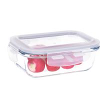 Vershoudbakje/lunchbox - luchtdicht - met clips - glas - 15 x 11 cm - 370 ml