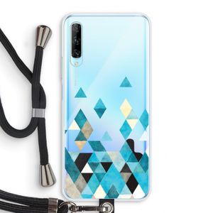 Gekleurde driehoekjes blauw: Huawei P Smart Pro Transparant Hoesje met koord