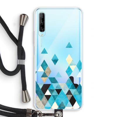 Gekleurde driehoekjes blauw: Huawei P Smart Pro Transparant Hoesje met koord