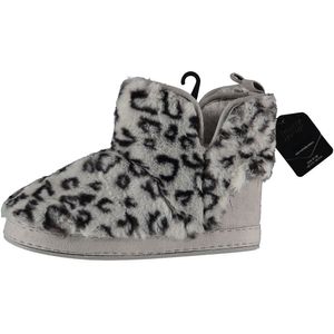 Dames hoge pantoffels/sloffen luipaard print grijs maat 41-42 41/42  -