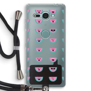 Smiley watermeloenprint: Sony Xperia XZ2 Compact Transparant Hoesje met koord