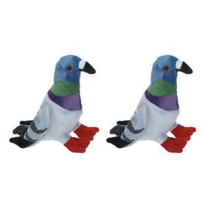 2x Pluche gekleurde duif/duiven knuffels 19 cm speelgoed